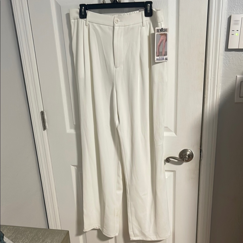 White High-Waisted Trousers